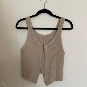 Commense Taupe Knit Sleeveless Top